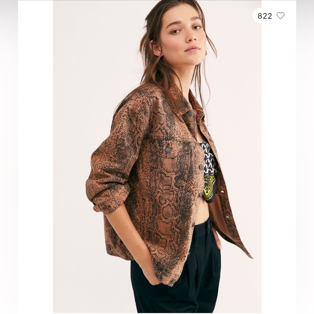 Free People Snake Trucker Jacket Size Small